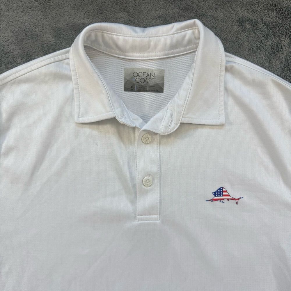Ocean + Coast Men’s Performance Polo USA Fish Casual Basic Golf